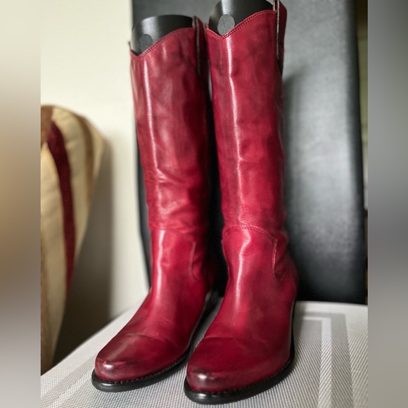 Franco Sarto Shoes - FRANCO SARTO WALINDA NWOT AUTHENTIC OXBLOOD RED SOFT LEATHER WESTERN BOOTS